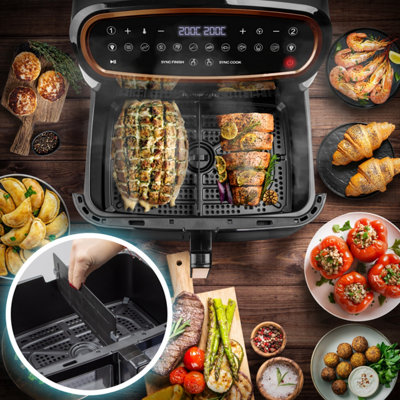 Duronic AF34 BG Triple Drawer 10L Digital Air Fryer with Visual Window ...