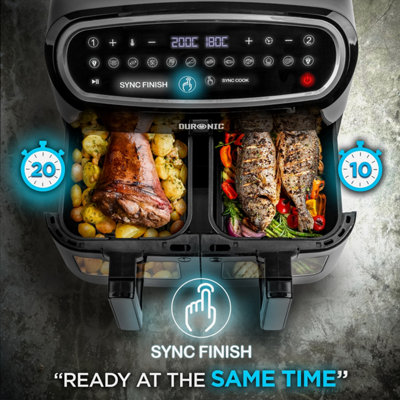 Duronic AF34 BK Air Fryer Triple Drawer 10L Digital AirFryer with ...