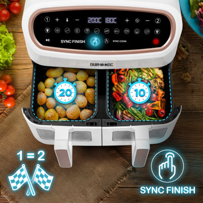 Duronic AF34 WE Triple Drawer 10L Digital Air Fryer with Visual Window ...