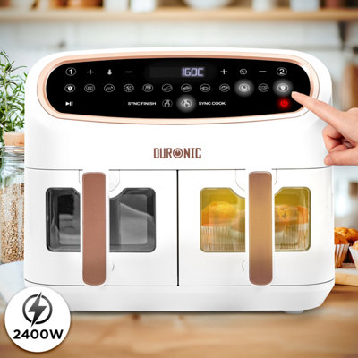 Duronic AF34 WE Triple Drawer 10L Digital Air Fryer with Visual Window ...