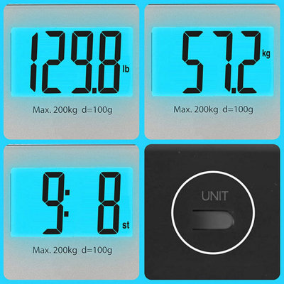Duronic BS204 Digital Bathroom Body Scales, Backlit Display, 200kg, Step-On Activation, Measures Kilograms/Pounds/Stones - silver