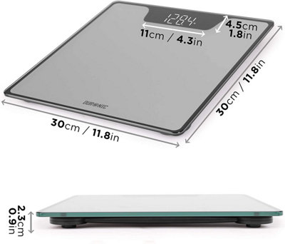 Duronic BS303 Digital Bathroom Body Scales, LCD Display, 180kg, Step-On  Activation, Measures in Kilograms/Pounds/Stones - silver