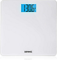 Duronic BS403 Digital Bathroom Body Scales, LCD Display, 180kg, Step-On Activation, Measures in Kilograms/Pounds/Stones - white