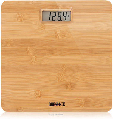 Duronic BS503 Digital Bathroom Body Scales, Eco Design, 180kg, Step-On Activation, Measures in Kilograms/Pounds/Stones - bamboo