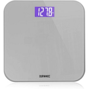 Duronic BS603 Digital Bathroom Body Scale, Backlit Display, 180kg, Step-On Activation, Measures in Kilograms/Pounds/Stones -silver