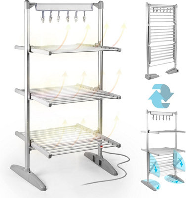 Electric Heated Clothes Airer Dryer Rack With Arms