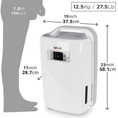 Duronic DH20 Dehumidifier, Prevents Mould, Damp and Condensation, Collects 20L per Day, 4L Tank Capacity, Timer, 320W (white)
