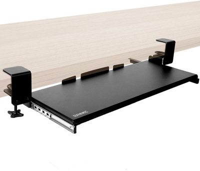 Duronic DKTPX1 Keyboard Platform, Clamp-On Under Desk Sliding Drawer for Keyboard and Mouse - 69x22cm - black
