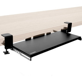 Duronic DKTPX1 Keyboard Platform, Clamp-On Under Desk Sliding Drawer for Keyboard and Mouse - 69x22cm - black