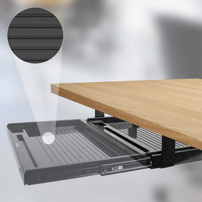 Duronic DKTSX2 Keyboard Platform, Clamp-On Under Desk Sliding Drawer for Keyboard and Mouse - 41x31cm - black