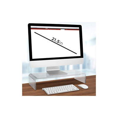 Duronic DM053 Monitor Stand Riser 50x20cm, Laptop and Screen Stand for Desktop, 30kg Capacity, Acrylic - clear