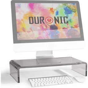 Duronic DM054 Monitor Stand Riser 50x20cm, Laptop and Screen Stand for Desktop, 30kg Capacity, Acrylic - black