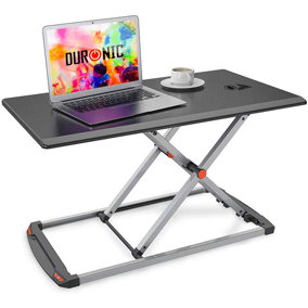 Duronic DM05D11 BK Sit-Stand Desk Workstation, Desk Convertor, Manually Height Adjustable 5-40cm, 74x43cm Platform - black