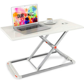 Duronic DM05D11 WE Sit-Stand Desk Workstation, Desk Convertor, Manually Height Adjustable 5-40cm, 74x43cm Platform - white