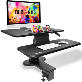 Duronic DM05D13 Sit-Stand Desk Workstation, Desk Convertor, Manually Height Adjustable 12-40cm, 64x44cm Platform - black
