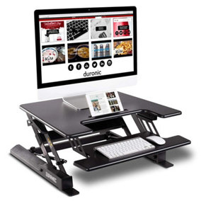 Duronic DM05D19 Sit-Stand Desk Workstation, Desk Convertor, Manually Height Adjustable 16-42cm, 72x56cm Platform - black