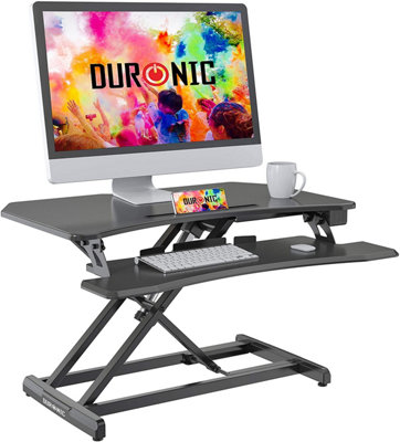 Duronic DM05D22 Sit-Stand Desk Workstation, Desk Convertor, Electric Height Adjustable 15-50cm, 85-51cm Platform - black