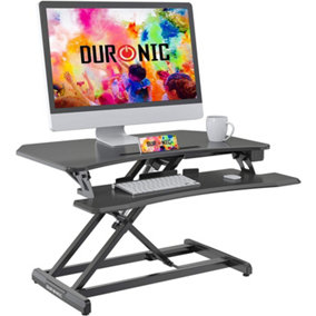 Duronic DM05D22 Sit-Stand Desk Workstation, Desk Convertor, Electric Height Adjustable 15-50cm, 85-51cm Platform - black