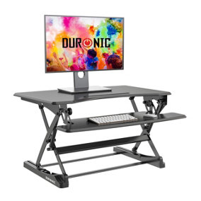 Duronic DM05D23 Sit-Stand Desk Workstation, Desk Convertor, Manual Height Adjustable 15-49cm, 90-57cm Platform - black