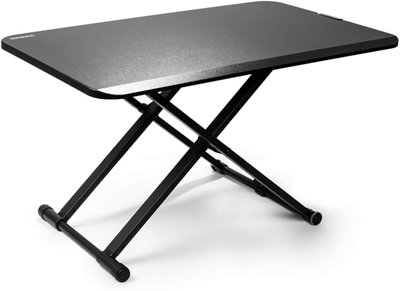 Duronic DM05D24 Sit-Stand Desk Workstation, Desk Convertor, Manual Height Adjustable 5-40cm, 74x47cm Platform - black