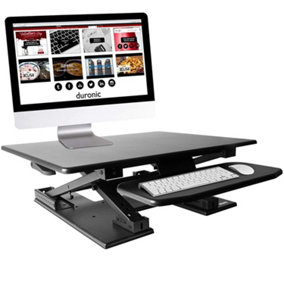 Duronic DM05D6 Sit-Stand Desk Workstation, Desk Convertor, Manually Height Adjustable 13-45cm,  80x62cm Platform - black