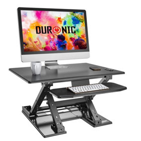 Duronic DM05D9 Sit-Stand Desk Workstation, Desk Convertor, Electric Height Adjustable 13.5-44cm, 80x62cm Platform - black