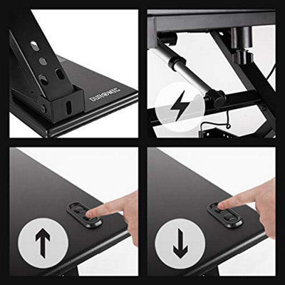 Duronic DM05D9 Sit-Stand Desk Workstation, Desk Convertor, Electric Height Adjustable 13.5-44cm, 80x62cm Platform - black