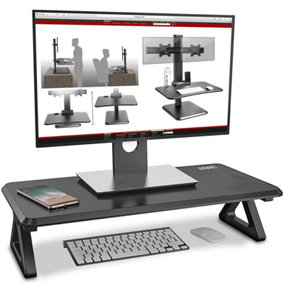 Duronic DM06-1 Monitor Stand Riser 63x30cm, Laptop and Screen Stand for Desktop, 10kg Capacity, MDF Wood - black