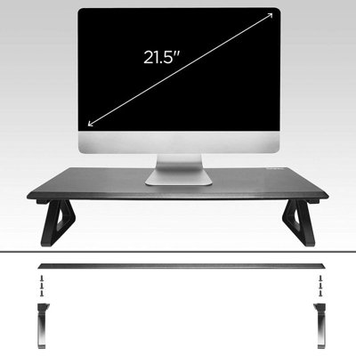 Duronic DM06-1 Monitor Stand Riser 63x30cm, Laptop and Screen Stand for Desktop, 10kg Capacity, MDF Wood - black