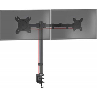 Duronic DM152 2-Screen Monitor Arm with Desk Clamp and VESA Brackets, Adjustable Height Tilt Swivel Rotation - 13-27 - black