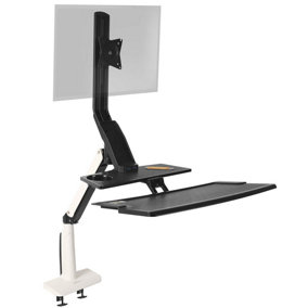 Duronic DM1K1X2 Sit-Stand Desk for Two 17-27 Monitor, Gas Arm with VESA Bracket, Adjustable Height Tilt Rotation - black
