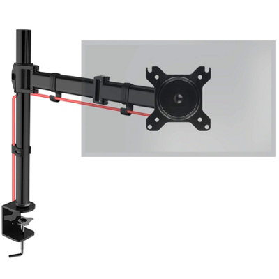 Duronic DM251X3 /BK 1-Screen Monitor Arm with Desk Clamp and VESA Bracket, Adjustable Height Tilt Swivel Rotation - 13-27 - black