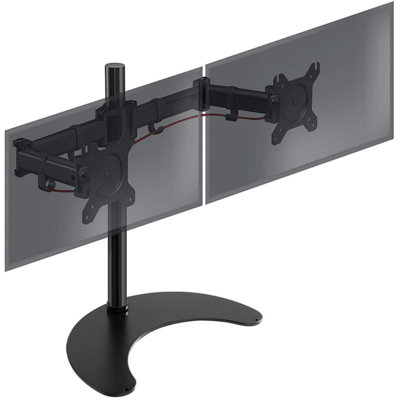 Duronic DM25D2 2-Screen Monitor Freestanding Arm with VESA Brackets, Adjustable Height Tilt Swivel Rotation - 13-27 - black