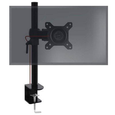 Duronic DM351X1 1-Screen Monitor Arm with Desk Clamp and VESA Brackets, Adjustable Height Tilt Swivel - 10kg - 13-27 - black