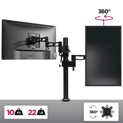 Duronic DM351X3 /BK 1-Screen Monitor Arm with Desk Clamp and VESA Brackets, Adjustable Height Tilt Swivel - 10kg - 13-27 - black