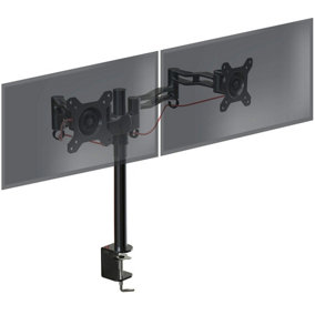 Duronic DM352 /BK 2-Screen Monitor Arm with Desk Clamp and VESA Brackets, Adjustable Height Tilt Swivel - 10kg - 13-27 - black