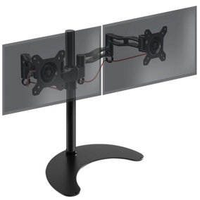 Duronic DM35D2 2-Screen Monitor Freestanding Arm with VESA Brackets, Adjustable Height Tilt Swivel - 10kg - 13-27 - black