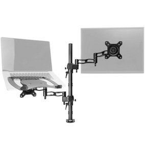 Duronic DM35L1X1 2-Screen Monitor Laptop Arm with Desk Clamp + VESA Brackets, Adjustable Height Tilt Swivel - 8kg - 13-27 - black