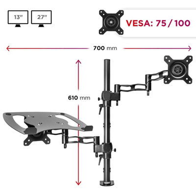 Duronic DM35V2X1 Arm for 2 Computer Monitors | Ergonomic Vertical Dual  Monitor PC Stand for Office | VESA 75 100 | Adjustable Height | Rotating  Tilt