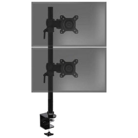 Duronic DM35V2X1 2-Screen Vertical Monitor Arm, Desk Clamp + VESA Brackets, Adjustable Height Tilt Swivel - 8kg - 13-27 - black