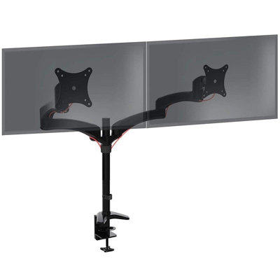 Duronic DM452 2-Screen Monitor Arm with Desk Clamp and VESA Brackets, Adjustable Height Tilt Swivel - 8kg - 15-27 - black