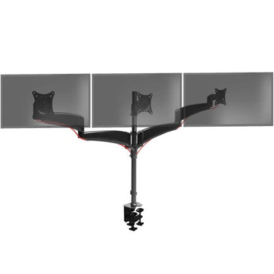 Duronic DM453 3-Screen Monitor Arm with Desk Clamp and VESA Brackets, Adjustable Height Tilt Swivel - 8kg - 15-27 - black