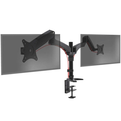 Duronic DM552 2-Screen Monitor Spring Arm with Desk Clamp, VESA Brackets, Adjustable Height Tilt Swivel - 7.8kg - 15-27 - black