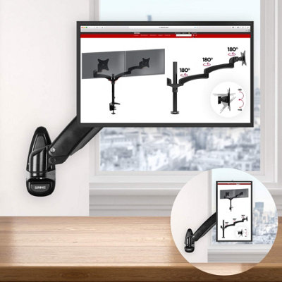 Duronic DM55W1X1 1-Screen Monitor Spring Arm with Wall Mount, VESA Bracket, Adjustable Height Tilt Swivel - 7.8kg - 15-27 - black