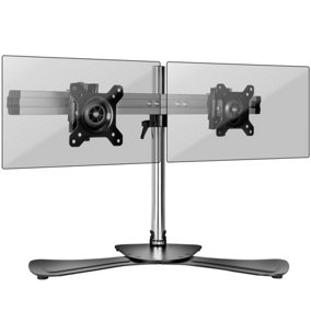 Duronic DM752 2-Screen Freestanding Monitor Arm with VESA Brackets, Adjustable Height Tilt Swivel Rotation - 8kg - 15-24 - silver