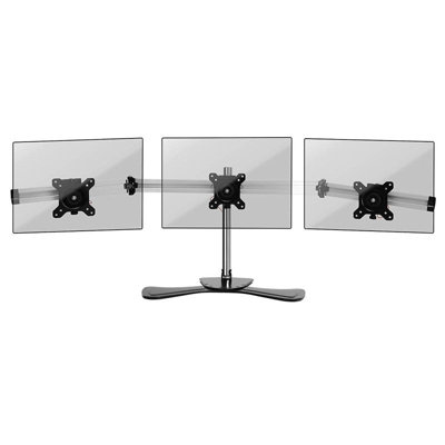 Duronic DM753 3-Screen Freestanding Monitor Arm with VESA Brackets, Adjustable Height Tilt Swivel Rotation - 8kg - 15-24 - silver