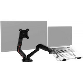 Duronic DMDCL1X1 2-Screen Monitor and Laptop Gas-Powered Arm, Full Range Movement, Desk Clamp, VESA Bracket 6.5kg - 13-24 - black