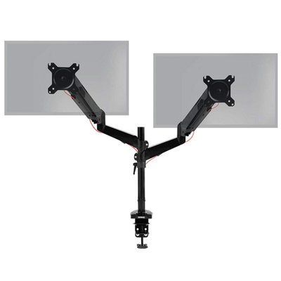 Duronic DMG52 2-Screen Monitor Gas-Powered Arm with Full Range Movement, Desk Clamp and VESA Brackets - 8kg - 15-27 - black