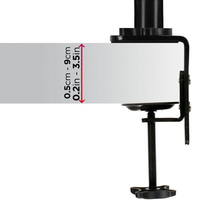 Duronic DMGM5X1 1-Screen Monitor Gas-Powered Arm, Full Range Movement, Desk Clamp, VESA Bracket, LED Lights - 8kg - 15-32 -black