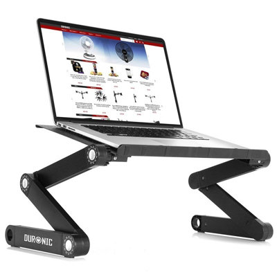 Duronic DML121 Laptop Stand, Foldable Multi-Use Desk Riser for Tablet or MacBook, Highly Adjustable Legs 52x26cm - black